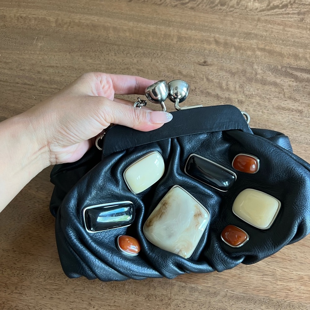 RARE Fossil Fifty Four kisslock stone Camille bag